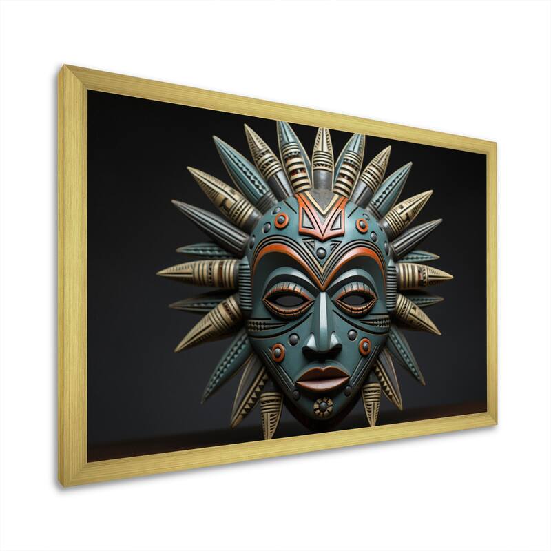 Designart "African Tribal Luba Mask" African Tribal Framed Wall Art